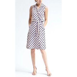 Banana Republic Stripe Trench‎ Wrap Dress, Blue Stripes SIZE 12 Nautical
